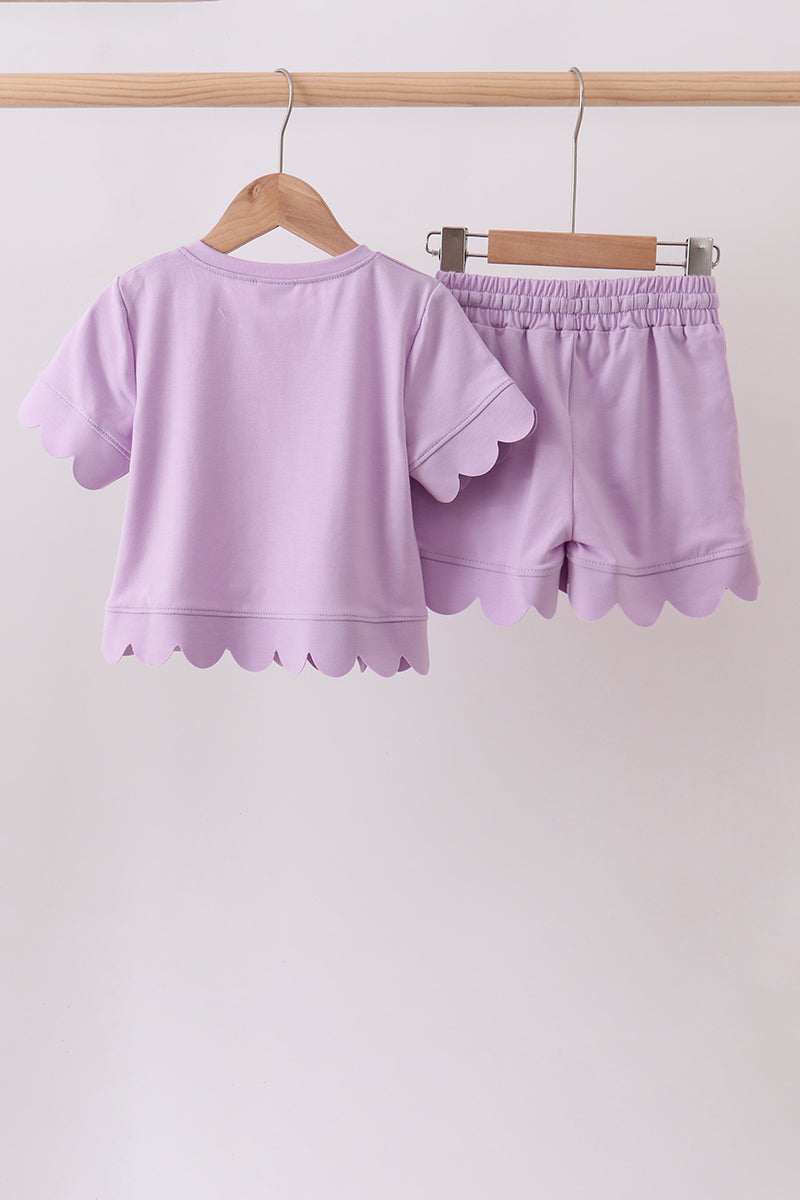 Lavender scalloped mom&me shorts set - Aaria Tees Aaria Tees