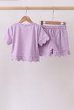 Lavender scalloped mom&me shorts set - Aaria Tees Aaria Tees