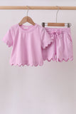 Pink scalloped mom&me shorts set - Aaria Tees Aaria Tees