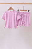 Pink scalloped mom&me shorts set - Aaria Tees Aaria Tees