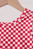 Red checkered bow active dress Aaria Tees