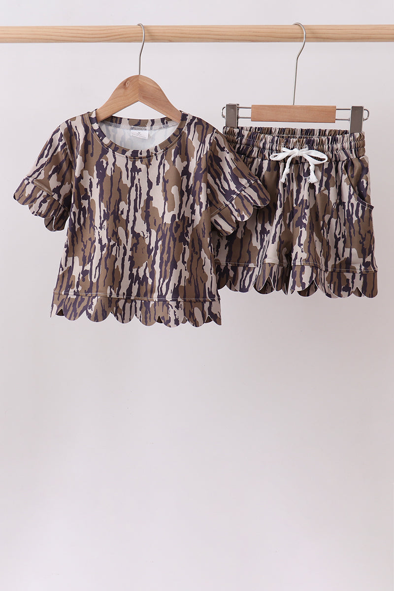 Camouflage scalloped mom&me shorts set - Aaria Tees Aaria Tees