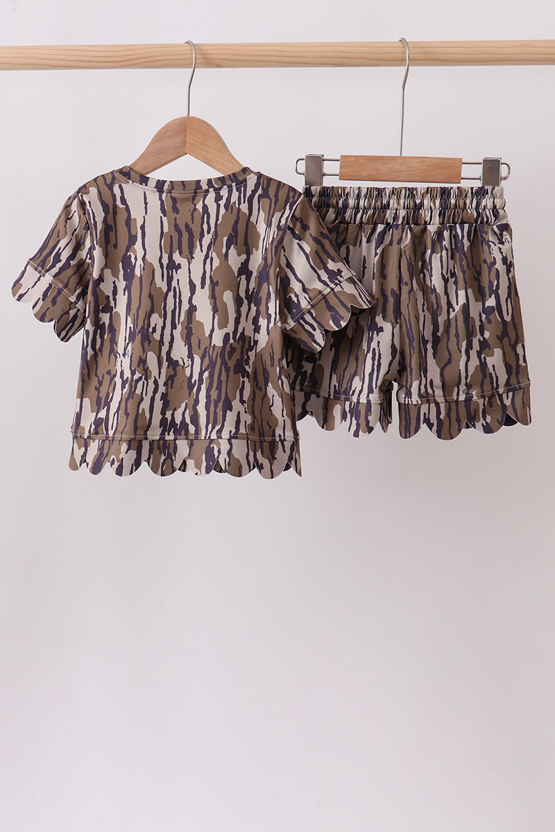Camouflage scalloped mom&me shorts set - Aaria Tees Aaria Tees