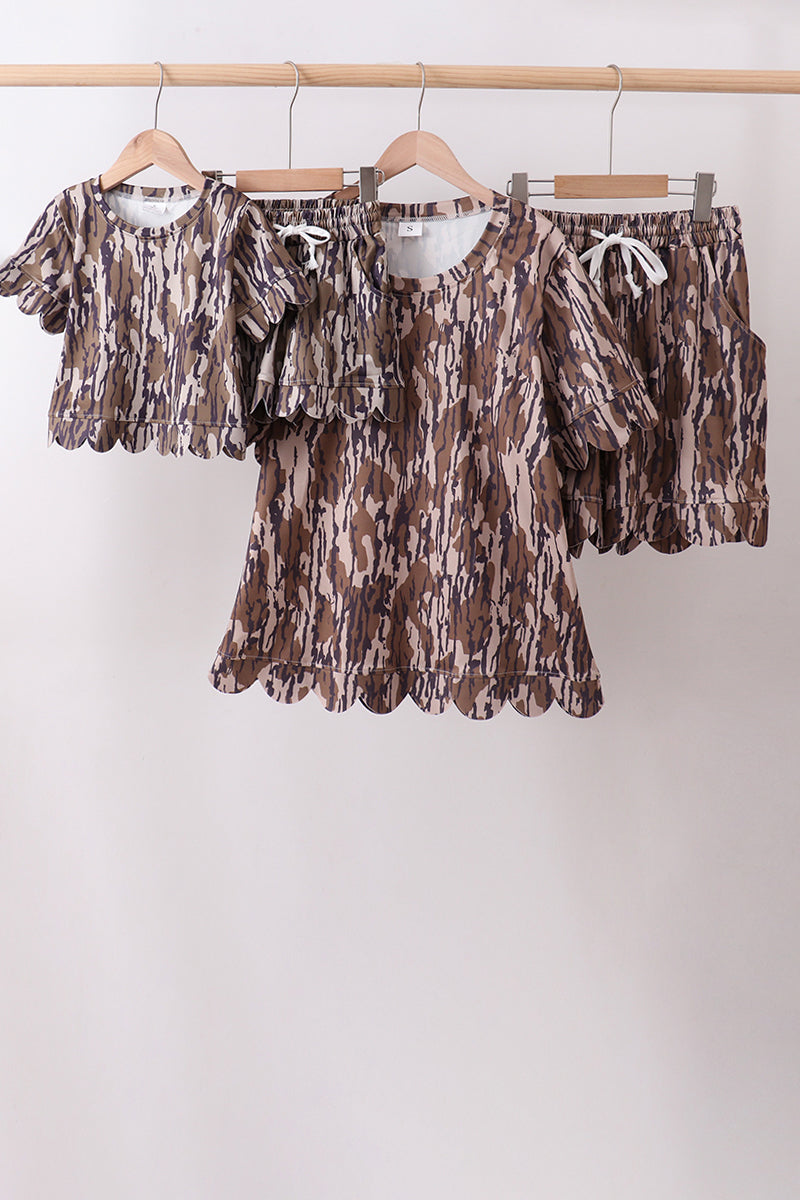 Camouflage scalloped mom&me shorts set - Aaria Tees Aaria Tees
