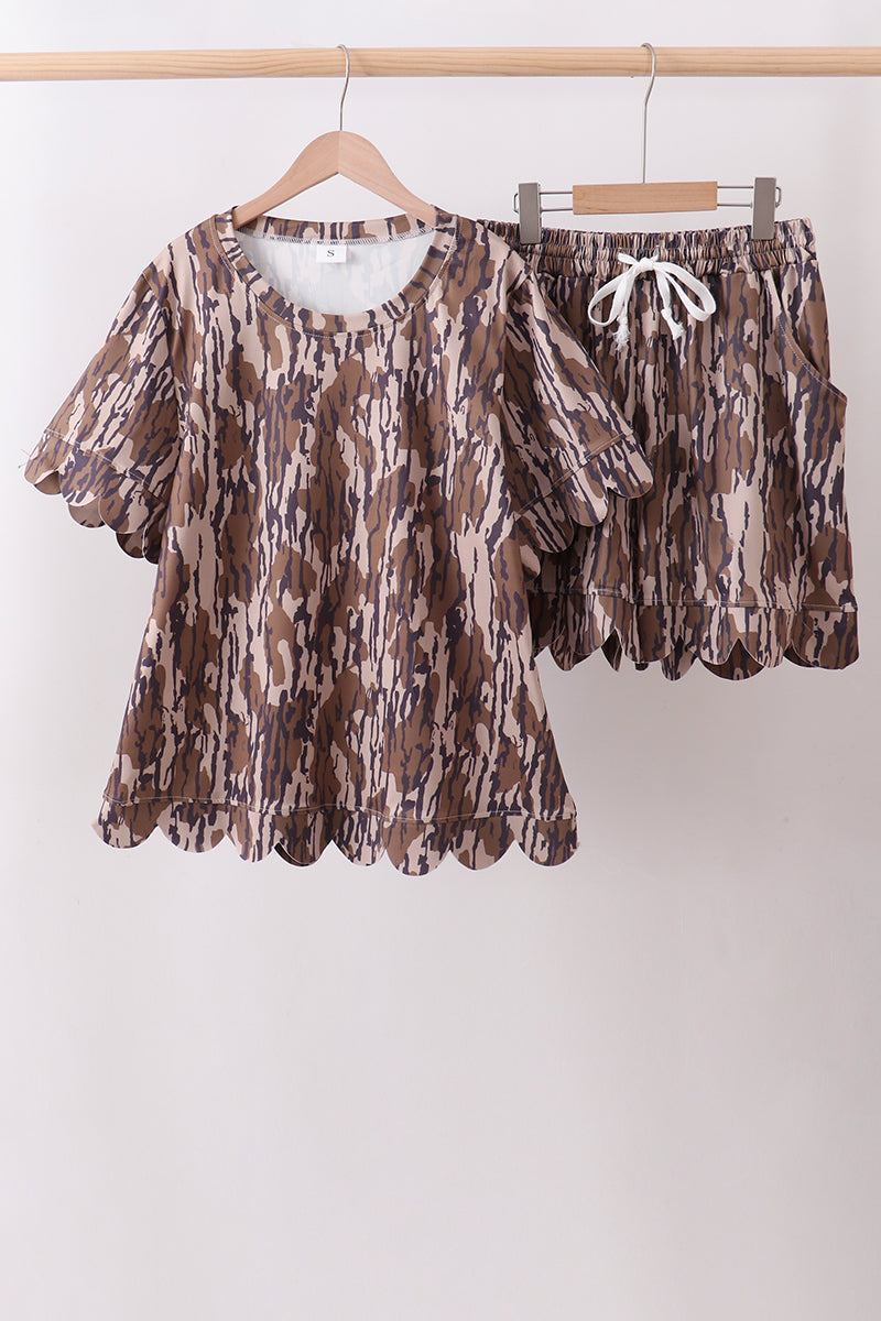 Camouflage scalloped mom&me shorts set - Aaria Tees Aaria Tees