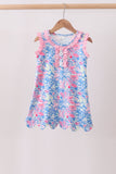 Watercolor floral ruffle scalloped dress - Aaria Tees Aaria Tees