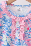Watercolor floral ruffle scalloped dress - Aaria Tees Aaria Tees