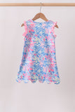 Watercolor floral ruffle scalloped dress - Aaria Tees Aaria Tees