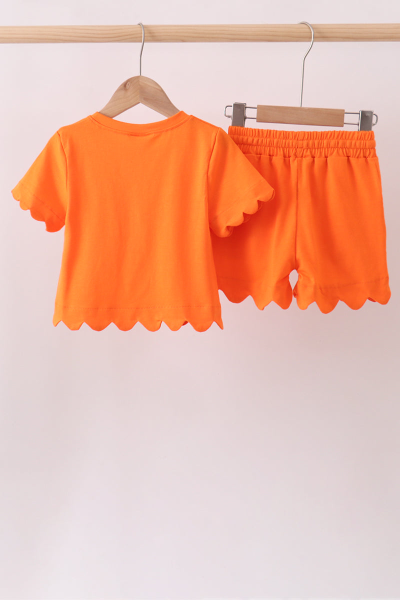 Orange scalloped shorts set - Aaria Tees Aaria Tees