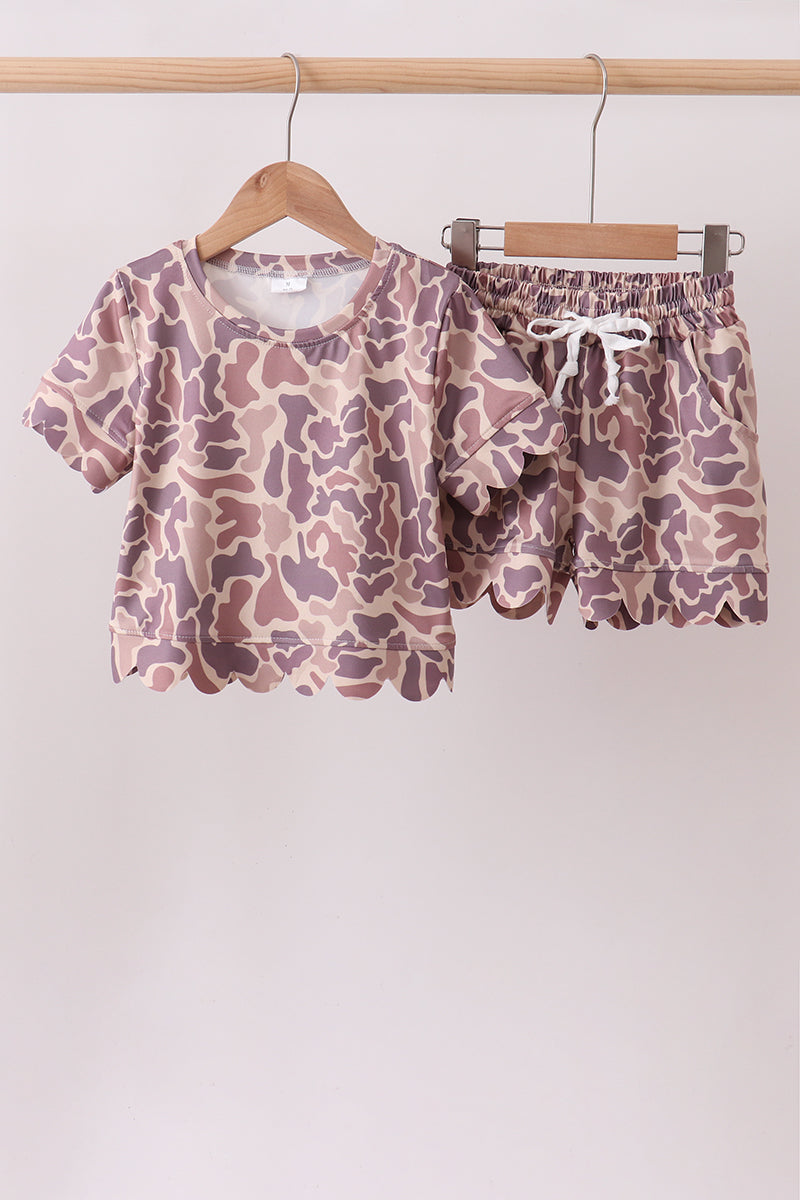 Camouflage scalloped shorts set - Aaria Tees Aaria Tees
