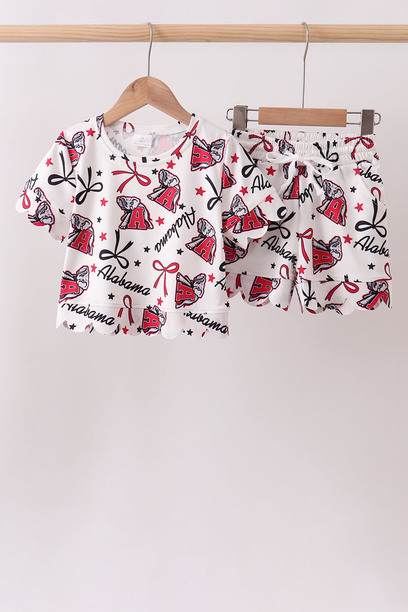 Alabama scalloped shorts set - Aaria Tees Aaria Tees