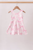 Pink Performance Bow Print Scalloped Dress - Aaria Tees Aaria Tees