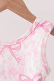 Pink Performance Bow Print Scalloped Dress - Aaria Tees Aaria Tees