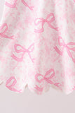 Pink Performance Bow Print Scalloped Dress - Aaria Tees Aaria Tees