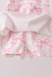 Pink Performance Bow Print Scalloped Dress - Aaria Tees Aaria Tees