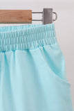 Light blue scalloped zipper shorts set Aaria Tees