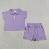Lavender Scalloped Polo Set Aaria Tees