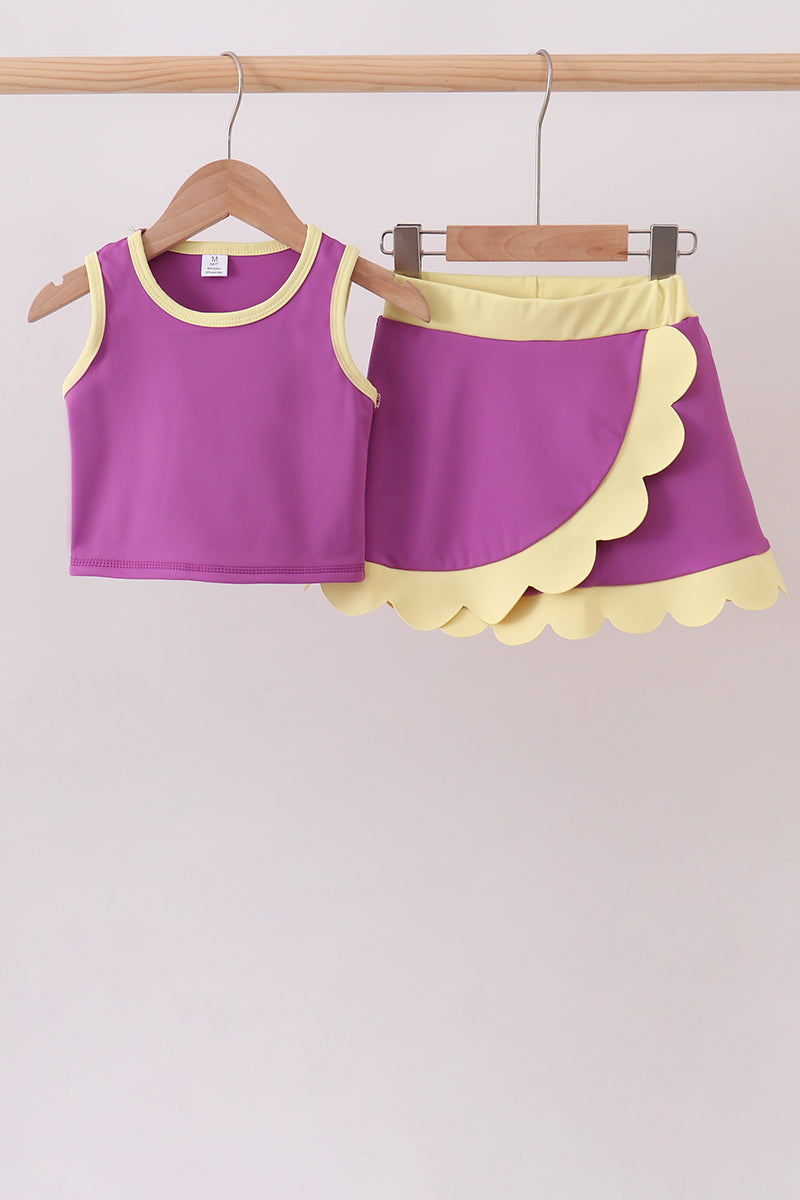 Purple Performance Scalloped Skorts Set - Aaria Tees Aaria Tees
