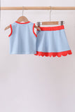 Blue scalloped active skorts set Aaria Tees