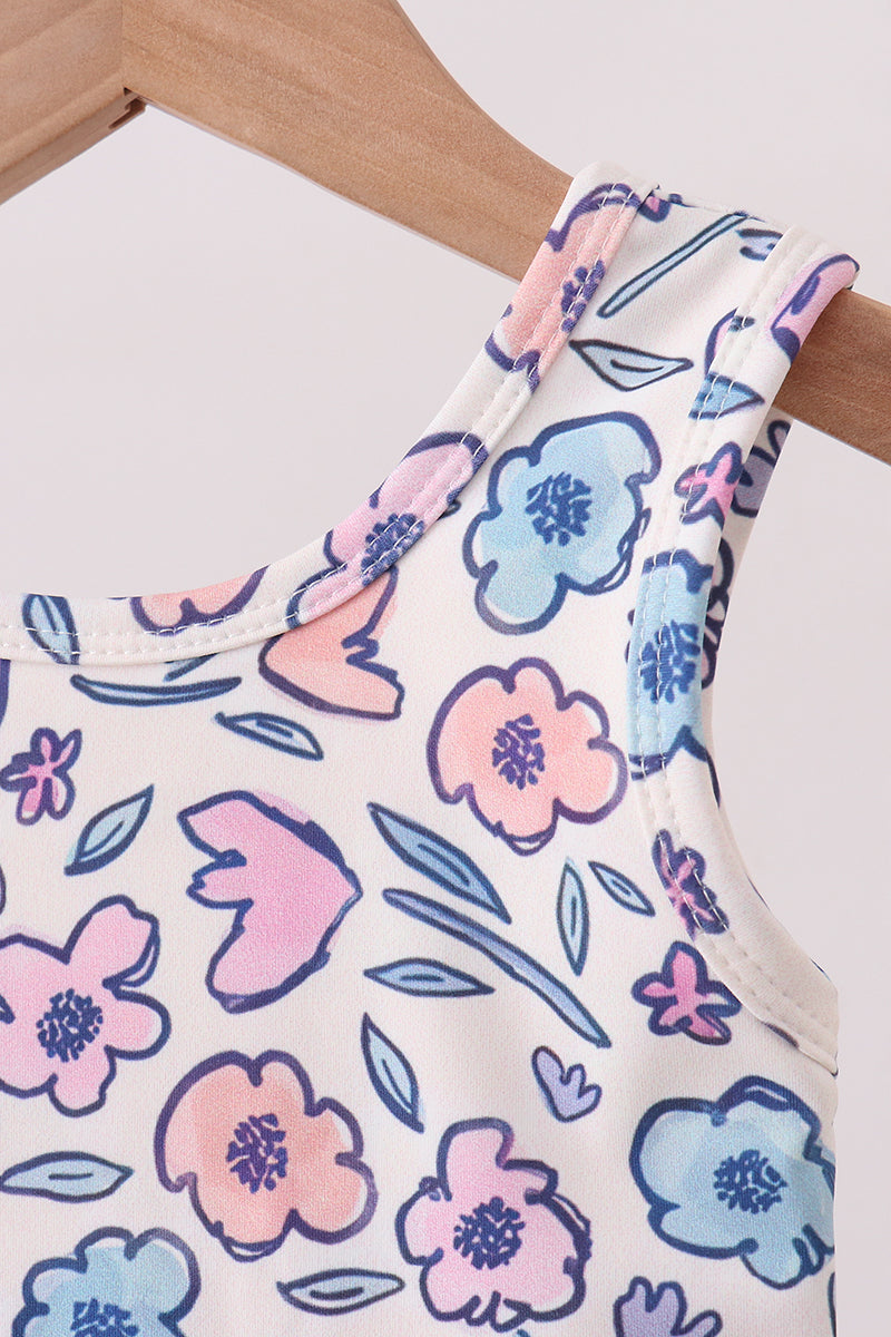 Floral Performance Scalloped Tank Dress - Aaria Tees Aaria Tees