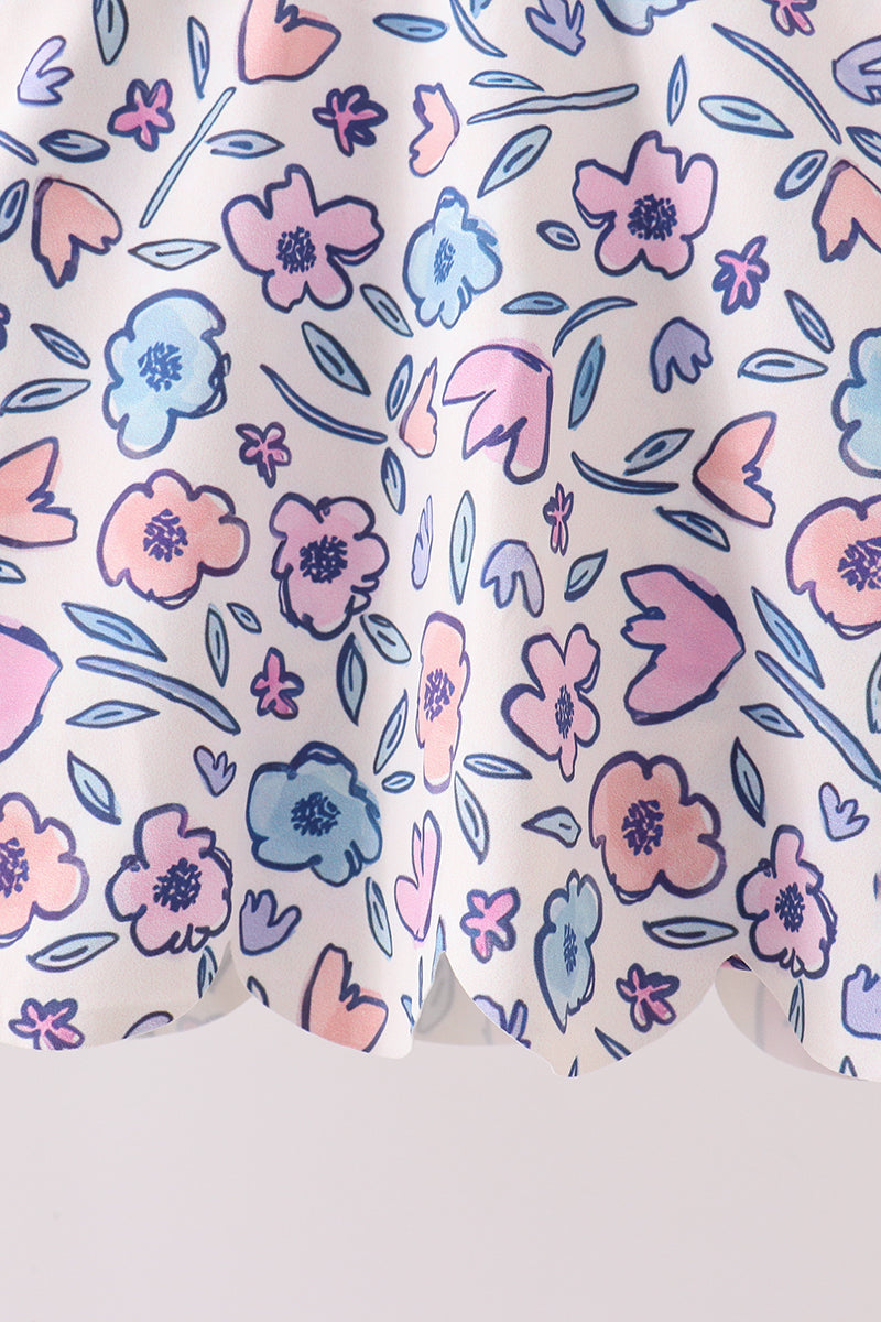 Floral Performance Scalloped Tank Dress - Aaria Tees Aaria Tees