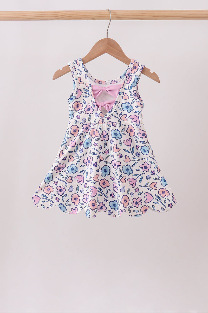 Floral Performance Scalloped Tank Dress - Aaria Tees