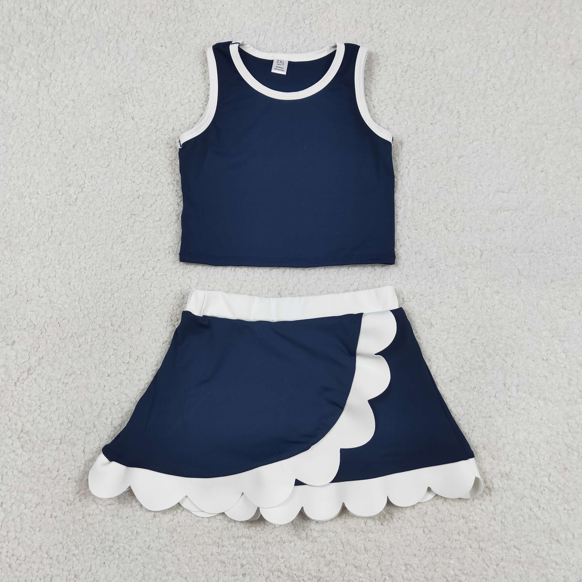 Navy Performance Scalloped Skorts Set