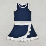 Navy Performance Scalloped Skorts Set Aaria Tees
