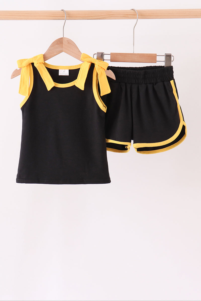 Black bow active shorts set - Aaria Tees