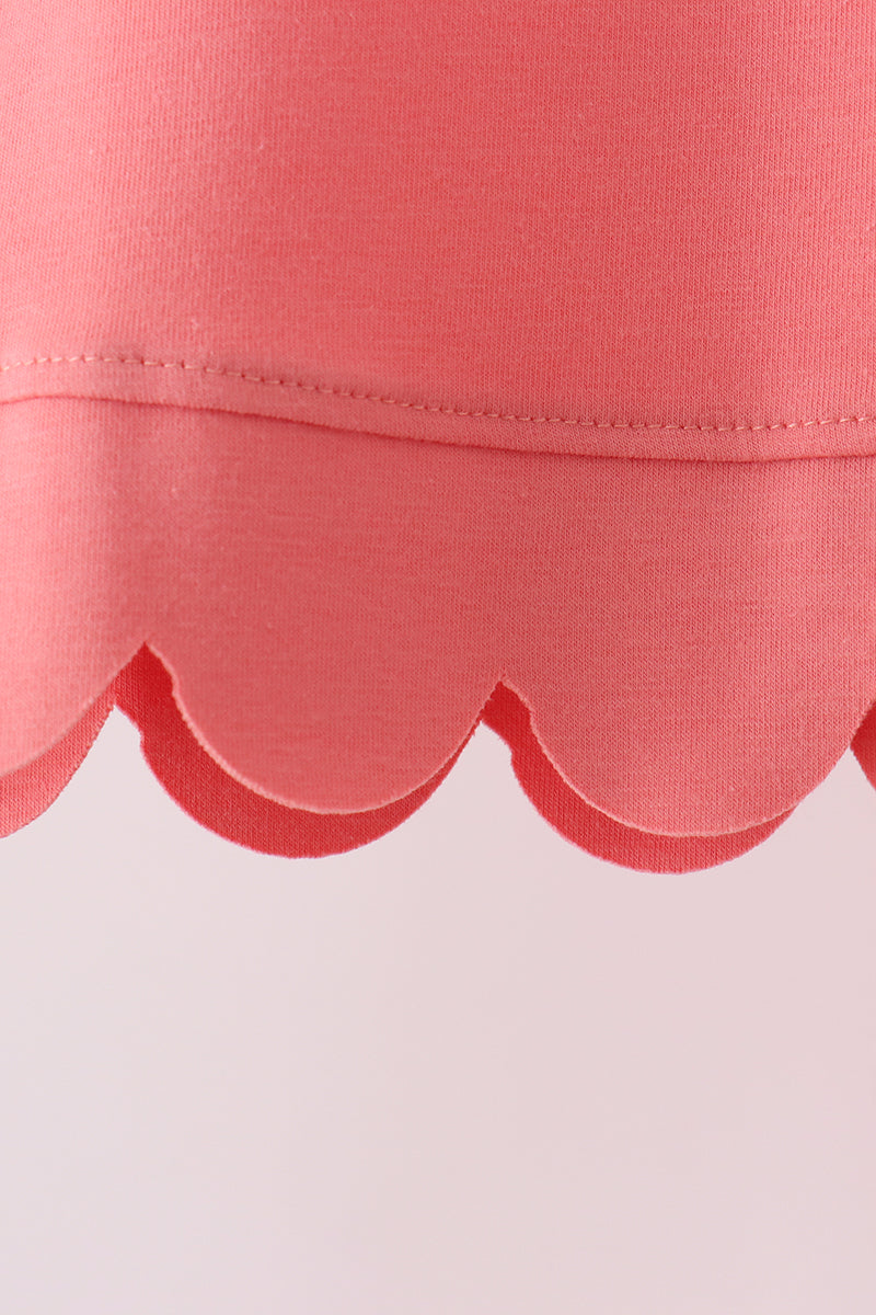Coral scalloped active pants set - Aaria Tees Aaria Tees