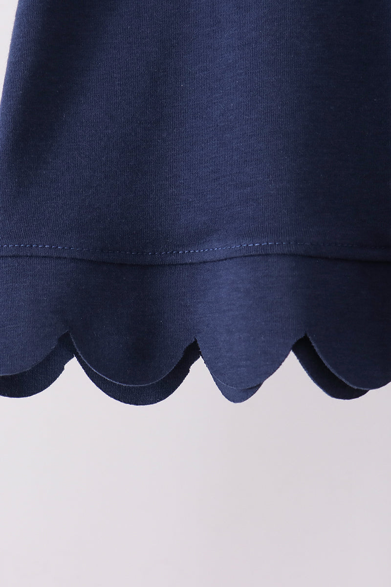 Navy sclloped active pants set - Aaria Tees Aaria Tees