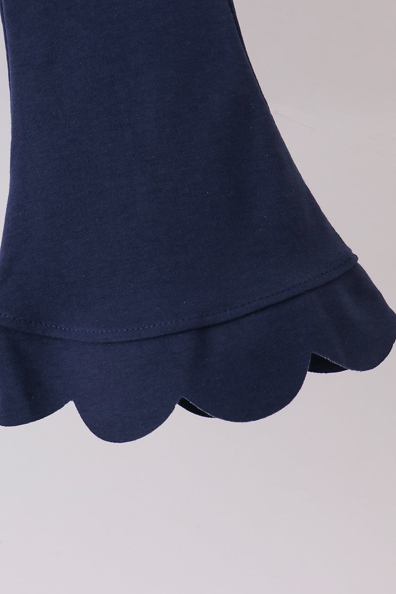 Navy sclloped active pants set - Aaria Tees Aaria Tees