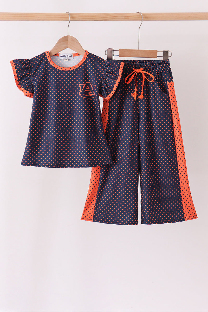Navy Auburn dot pants set - Aaria Tees
