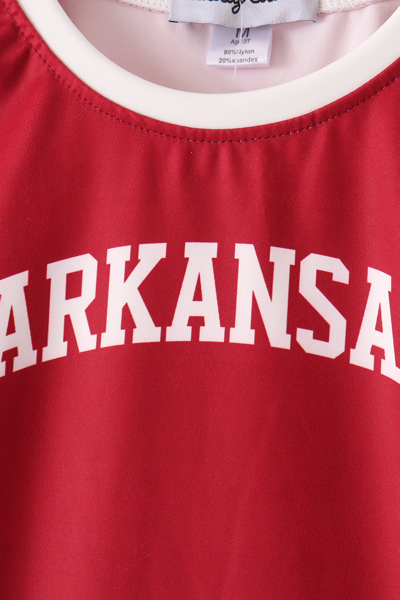 Maroon Arkansas active dress set - Aaria Tees Aaria Tees