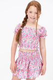 Tweenstyle by Stoopher - Spring Bloom Smocked Skirt Set Aaria Tees
