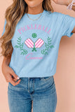 Light Blue PICKLEBALL Queen Relaxed Graphic Tee Aaria Tees