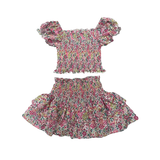 Tweenstyle by Stoopher - Spring Bloom Smocked Skirt Set Aaria Tees