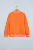 Sail Blue Polka Dot Letter Print Contrast Trim Mock Neck Sweatshirt Aaria Tees