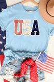 Light Blue USA Patriotic Printed T Shirt - Aaria Tees Aaria Tees