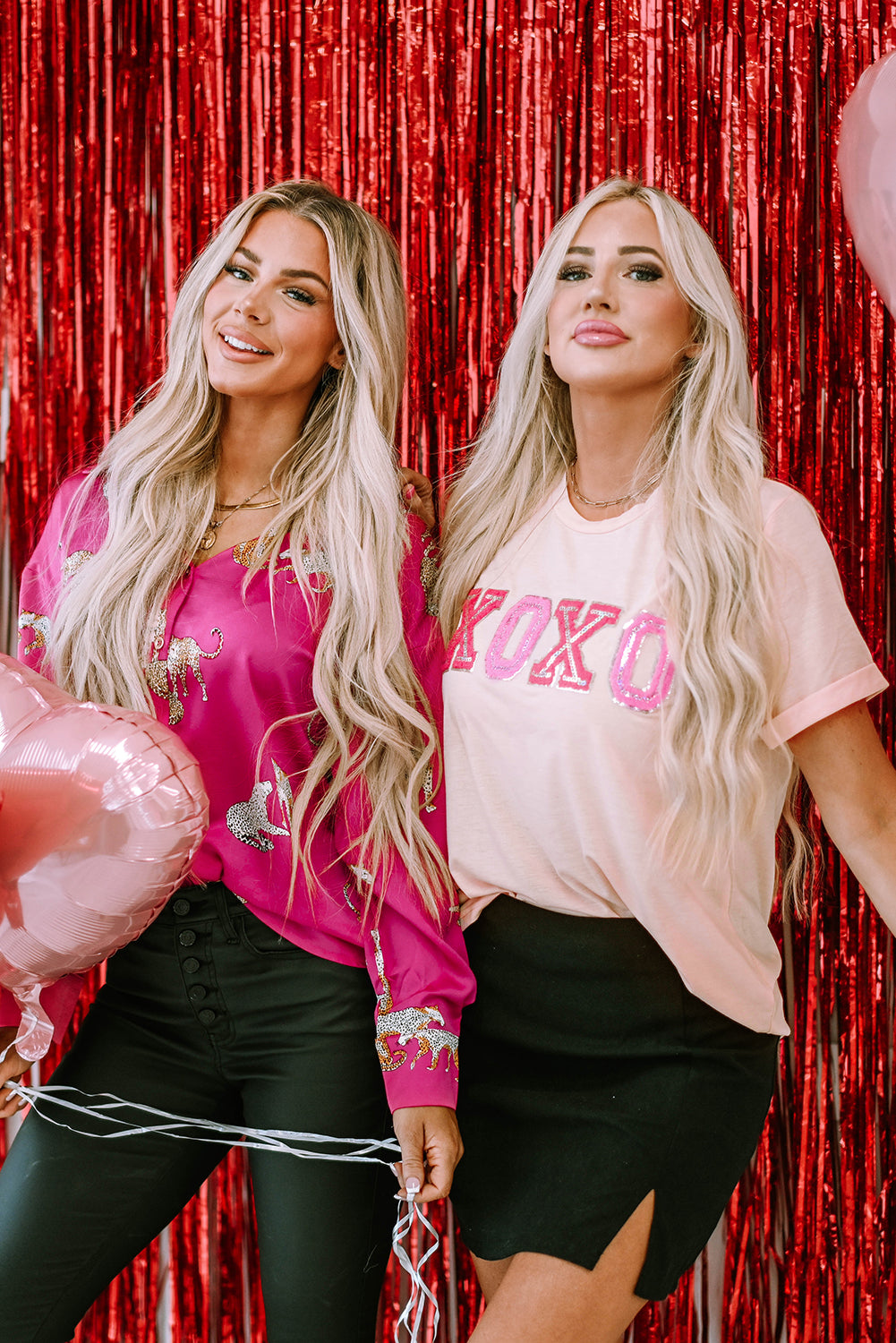 Pink Valentines Shiny XOXO Graphic T-shirt - Aaria Tees Aaria Tees