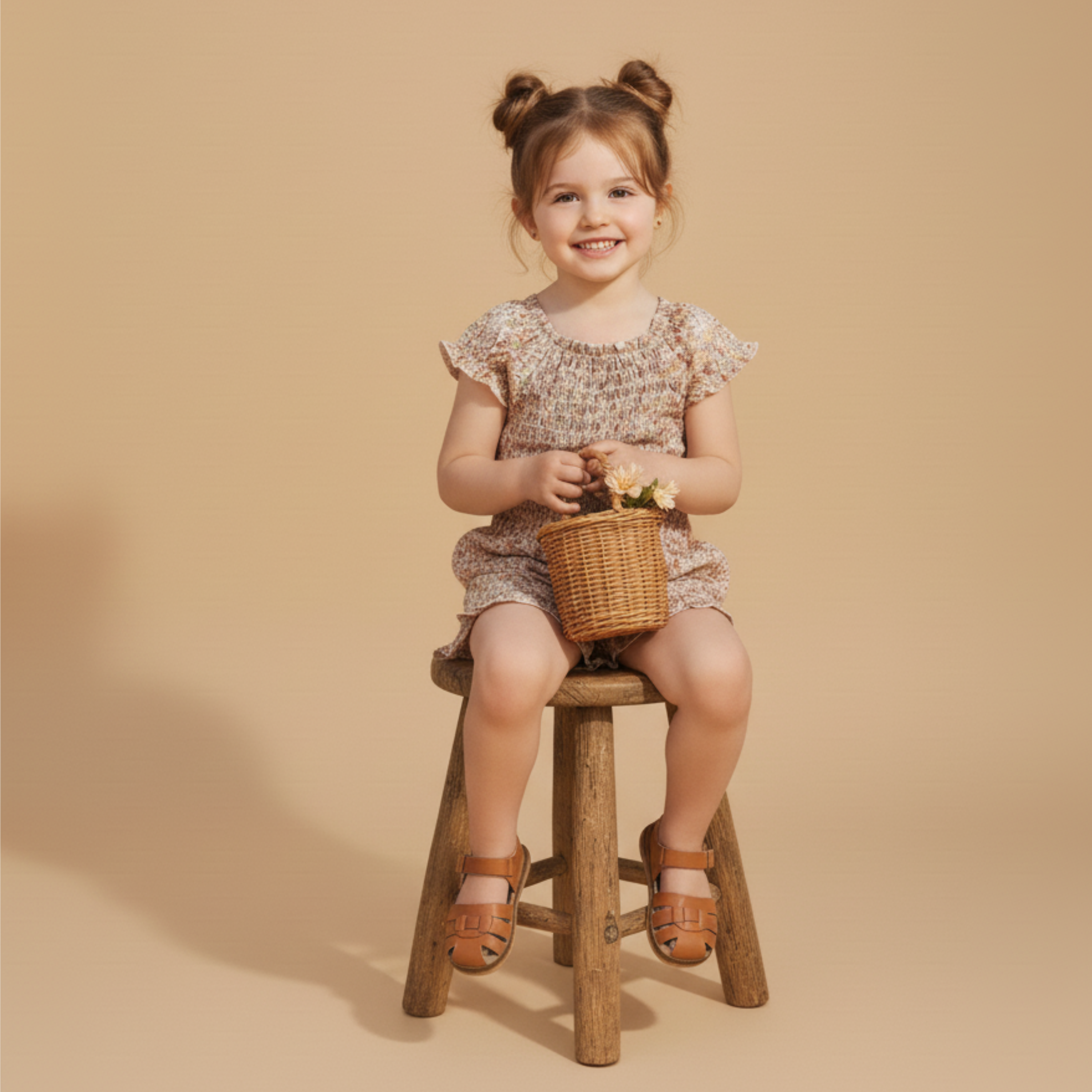 Organic Smocked Jumpsuit - Pastel Bloom - Aaria Tees Aaria Tees
