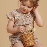 Organic Smocked Jumpsuit - Pastel Bloom - Aaria Tees Aaria Tees