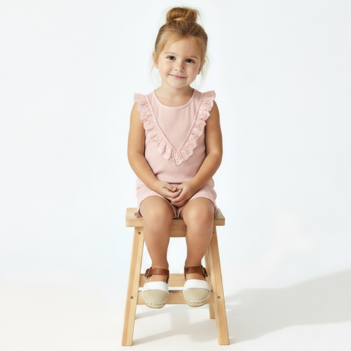 Organic Ruffle Top & Shorts Set - Blush - Aaria Tees