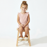 Organic Ruffle Top & Shorts Set - Blush - Aaria Tees Aaria Tees