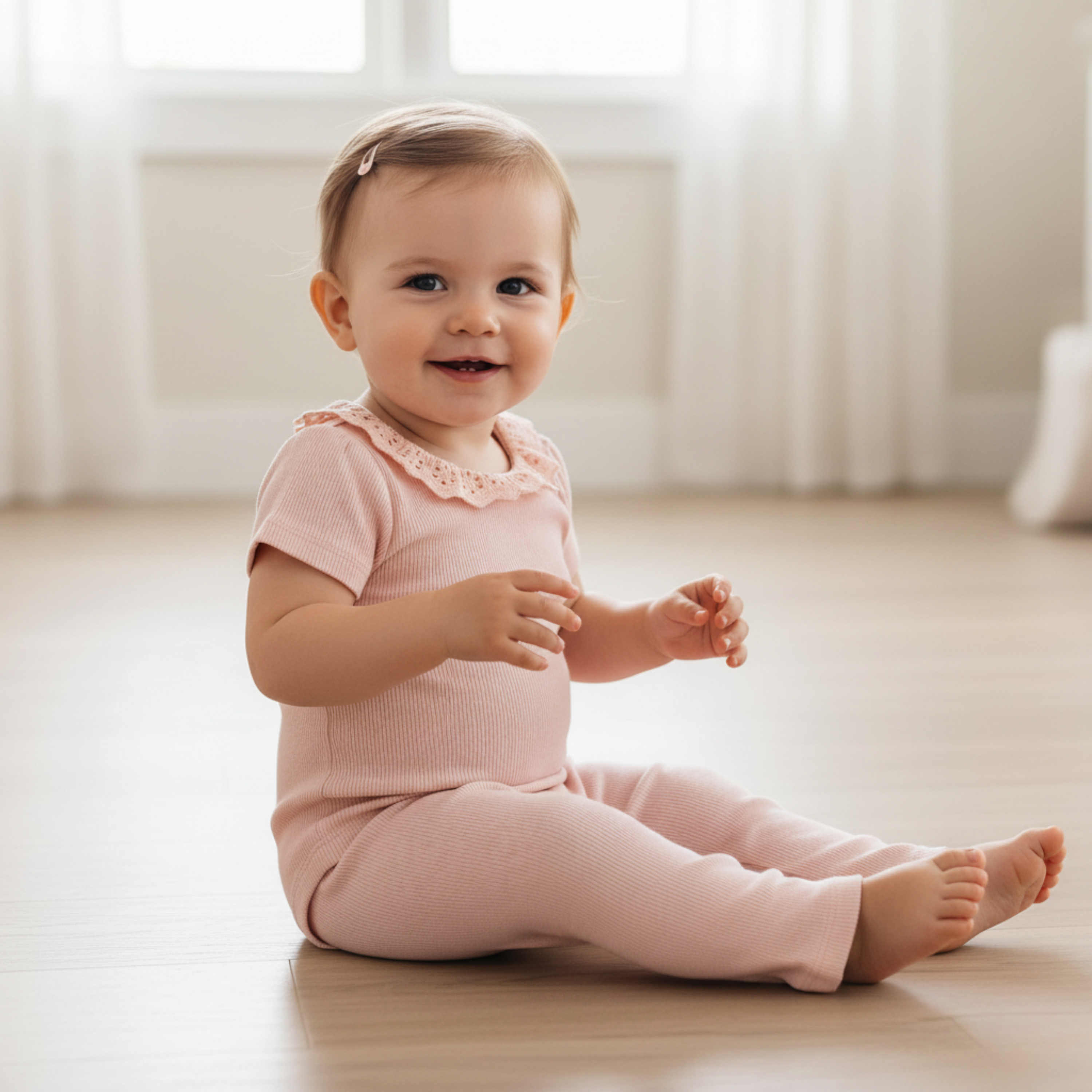 Organic Lace Collar Onesie & Tights Set - Blush - Aaria Tees Aaria Tees