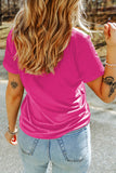 Rose Red Glitter he is risen Cross Printed Crewneck Tee Aaria Tees