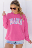Rose Red Floral MAMA Embroidered Graphic Pullover Sweatshirt - Aaria Tees Aaria Tees