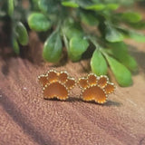 Orange Sparkle Marble Paw Prints | Stud Earrings Aaria Tees
