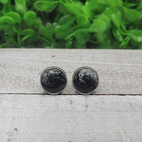 Black and Silver Swirl Stud Earrings Aaria Tees