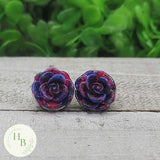 Pink and Purple Rose Stud Earrings Aaria Tees